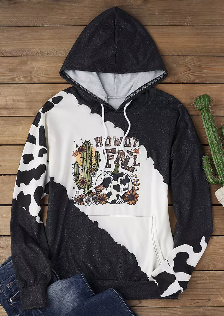 Howdy Fall Sunflower Cactus Pumpkin Maple Leaf Cow Hoodie 4 Howdy Fall Sunflower Cactus Pumpkin Maple Leaf Cow Hoodie - Image 2