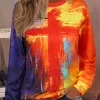 Oil Painting Cross Drop Shoulder Sweatshirt -Garment Sale Store SCM020814 1 92542563246122 124