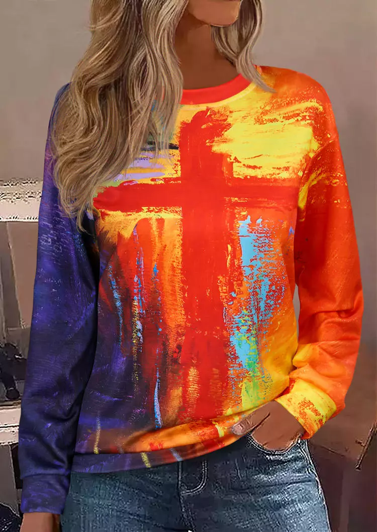 Oil Painting Cross Drop Shoulder Sweatshirt 3 Oil Painting Cross Drop Shoulder Sweatshirt