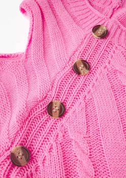 Button Cold Shoulder Knitted Sweater - Pink 18 Button Cold Shoulder Knitted Sweater - Pink -Garment Sale Store SCM020842 2 92811065948281 124