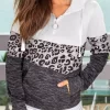 Leopard Color-Blocked Zipper Kangaroo Pocket Hoodie -Garment Sale Store SCM020849 1 92284197250205 124