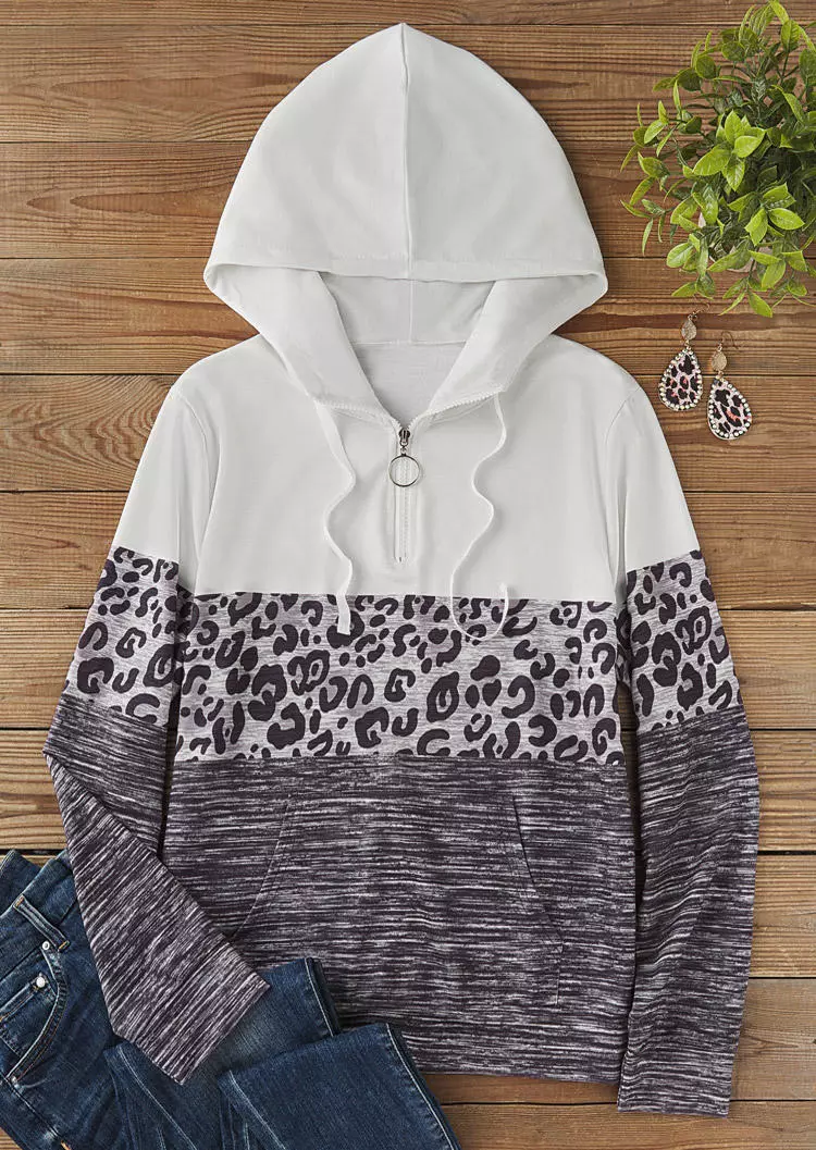 Leopard Color-Blocked Zipper Kangaroo Pocket Hoodie 6 Leopard Color-Blocked Zipper Kangaroo Pocket Hoodie - Image 4