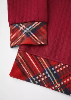 Classic British Plaid Textured Zipper Collar Sweatshirt - Red -Garment Sale Store SCM020862 1 A0522415025485 124