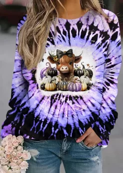 Tie Dye Cattle Pumpkin Cute Sweatshirt