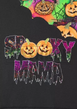 Halloween Spooky Mama Pumpkin Face Kangaroo Pocket Hoodie - Black -Garment Sale Store SCM020926 1 92860602894439 124