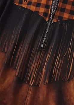 Plaid Fake Tassel Zipper Collar Sweatshirt -Garment Sale Store SCM021024 1 A0636249012019 124