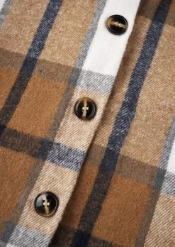 Plaid Button Drawstring Hooded Cardigan - Khaki 9 Plaid Button Drawstring Hooded Cardigan - Khaki -Garment Sale Store SCM021088 4 A1955638779722 124