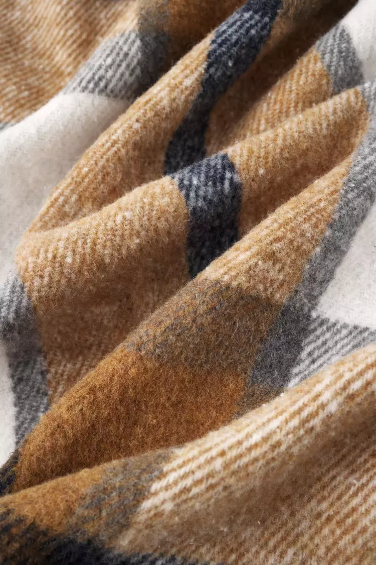 Plaid Button Drawstring Hooded Cardigan - Khaki 7 Plaid Button Drawstring Hooded Cardigan - Khaki - Image 5