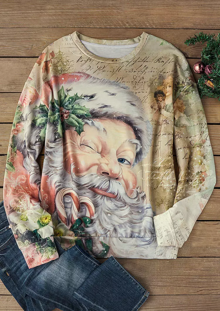 Christmas Santa Claus Mistletoe Pullover Sweatshirt 4 Christmas Santa Claus Mistletoe Pullover Sweatshirt - Image 2