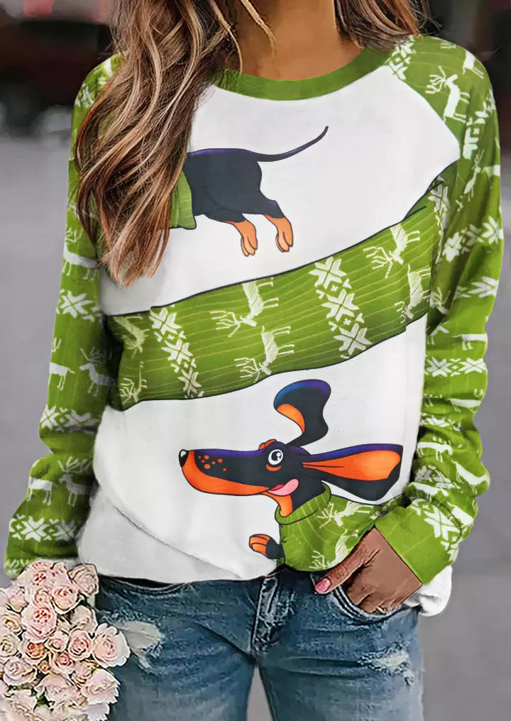 Christmas Reindeer O-Neck Pullover Sweatshirt - White 4 Christmas Reindeer O-Neck Pullover Sweatshirt - White - Image 2