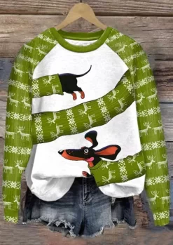 Christmas Reindeer O-Neck Pullover Sweatshirt - White