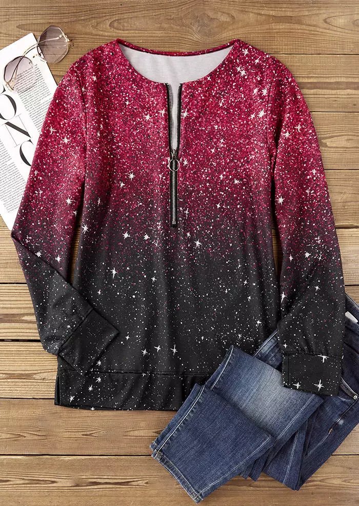 Glitter Zipper Collar Sweatshirt 4 Glitter Zipper Collar Sweatshirt - Image 2