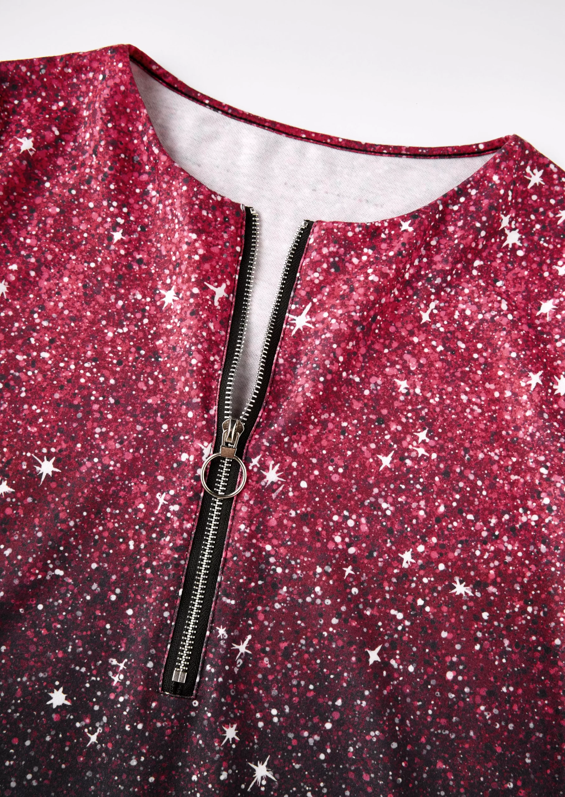 Glitter Zipper Collar Sweatshirt 5 Glitter Zipper Collar Sweatshirt - Image 3