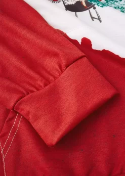 Christmas Tree Color-Blocked Hoodie - Red -Garment Sale Store SCM021145 1 A1250742236392 124