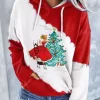 Christmas Tree Color-Blocked Hoodie - Red -Garment Sale Store SCM021145 1 A2512190228998 124