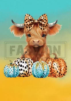 Gradient Pumpkin Leopard Highland Cattle Sweatshirt -Garment Sale Store SCM021154 1 A1124478435435 124