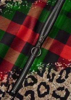 Leopard Plaid Zipper Collar Sweatshirt 9 Leopard Plaid Zipper Collar Sweatshirt -Garment Sale Store SCM021211 2 A1872975325325 124