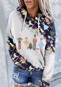 Christmas Tree Candy Cane Ballet Drawstring Kangaroo Pocket Hoodie