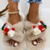Christmas Hats Fuzzy Criss-Cross Slip On Slippers - Khaki -Garment Sale Store SCM021234 1 A1772857172063 124