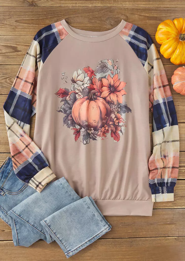 Thanksgiving Plaid Pumpkin Floral Sweatshirt 4 Thanksgiving Plaid Pumpkin Floral Sweatshirt - Image 2