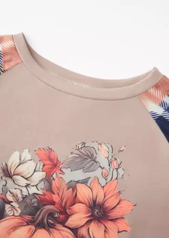 Thanksgiving Plaid Pumpkin Floral Sweatshirt 10 Thanksgiving Plaid Pumpkin Floral Sweatshirt -Garment Sale Store SCM021240 1 A2037807100526 124