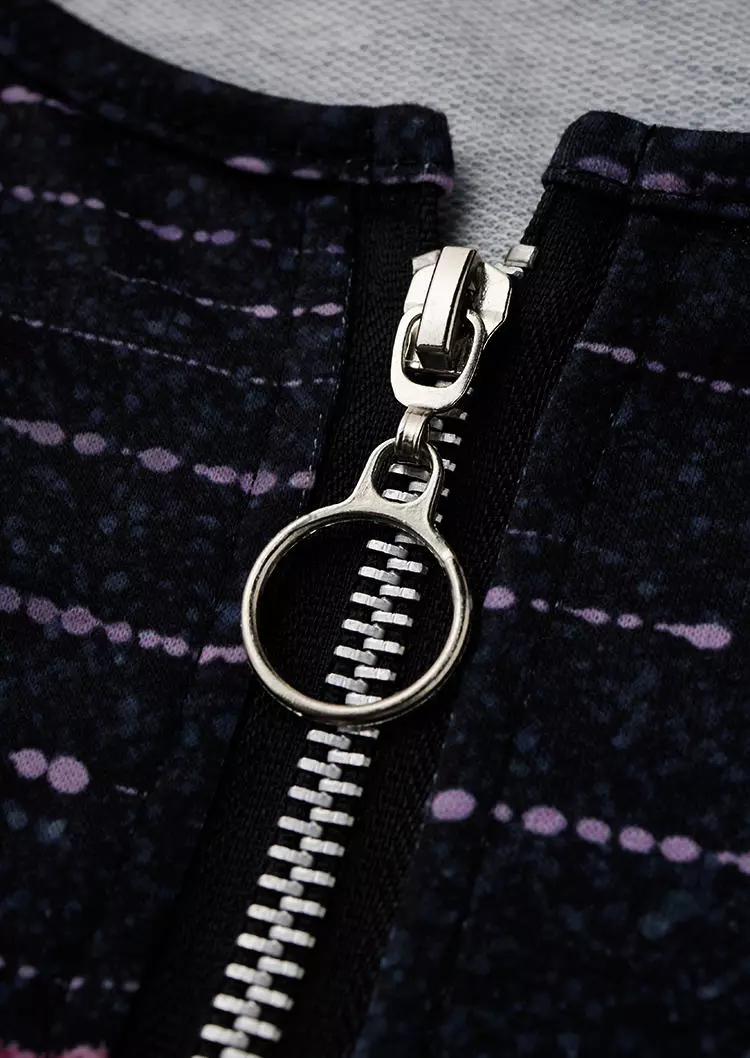 Striped Color-Blocked Zipper Collar Sweatshirt 5 Striped Color-Blocked Zipper Collar Sweatshirt - Image 3