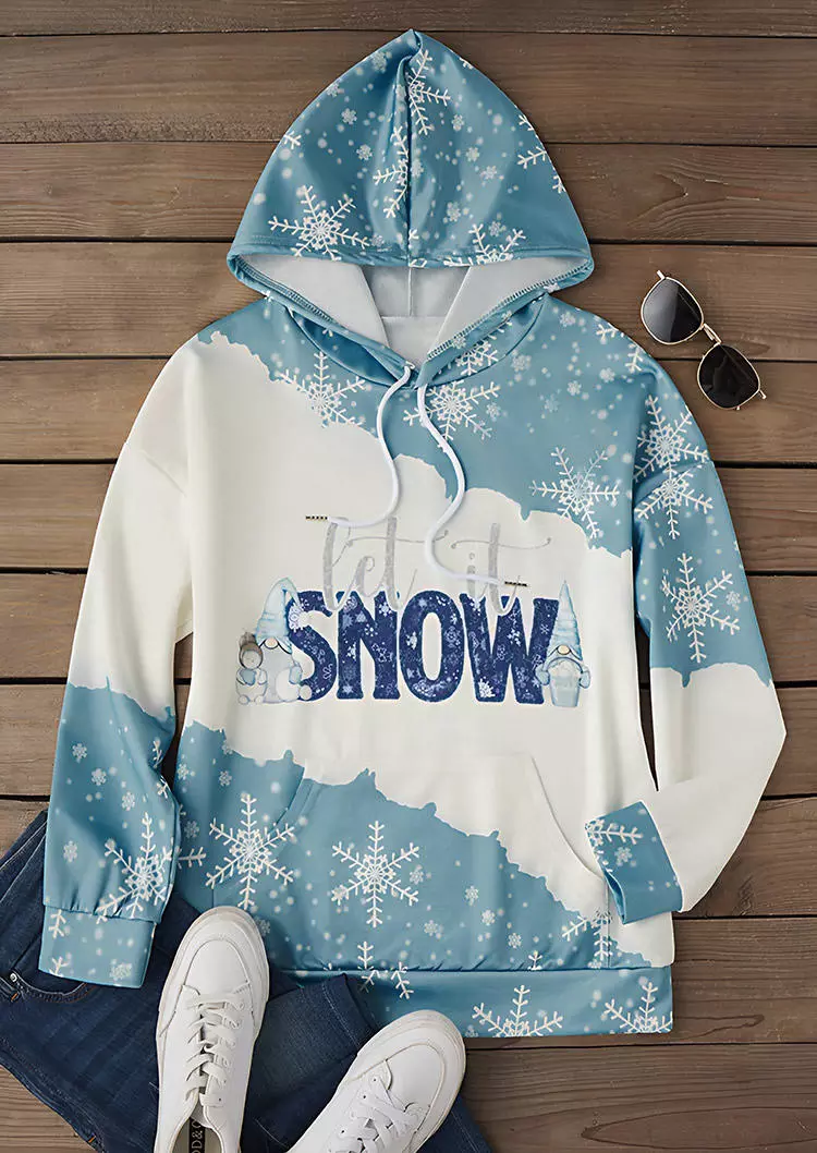 Christmas Let It Snow Gnome Snowflake Kangaroo Pocket Hoodie 4 Christmas Let It Snow Gnome Snowflake Kangaroo Pocket Hoodie - Image 2