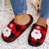 Christmas Santa Claus Snowflake Plaid Sneakers - Red -Garment Sale Store SCM021287 1 A2371115856438 124