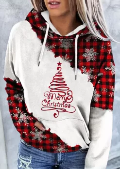 Merry Christmas Snowflake Plaid Hoodie