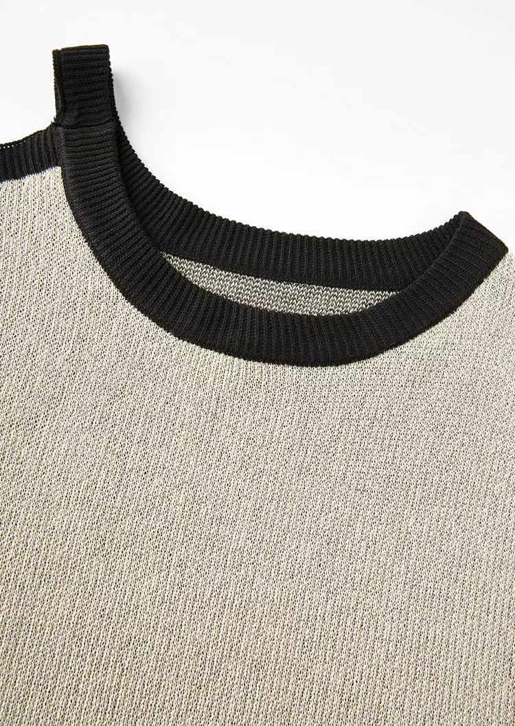 Leopard Color-Blocked One Sided Cold Shoulder Sweater 7 Leopard Color-Blocked One Sided Cold Shoulder Sweater - Image 5