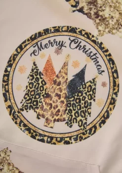 Merry Christmas Leopard Glitter Kangaroo Pocket Hoodie -Garment Sale Store SCM021341 1 A2353754314719 124