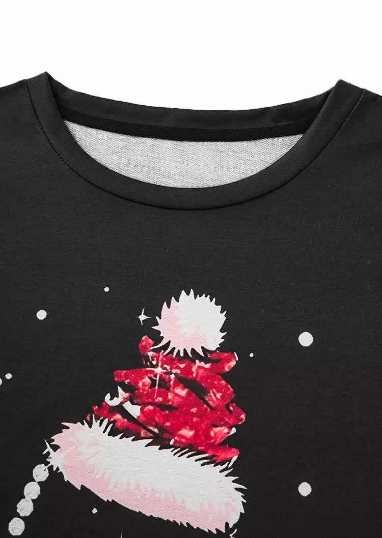 Christmas Wine Glass Glitter Sweatshirt - Black 6 Christmas Wine Glass Glitter Sweatshirt - Black - Image 4