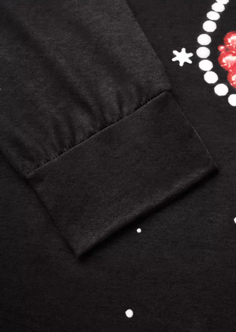 Christmas Wine Glass Glitter Sweatshirt - Black 7 Christmas Wine Glass Glitter Sweatshirt - Black - Image 5