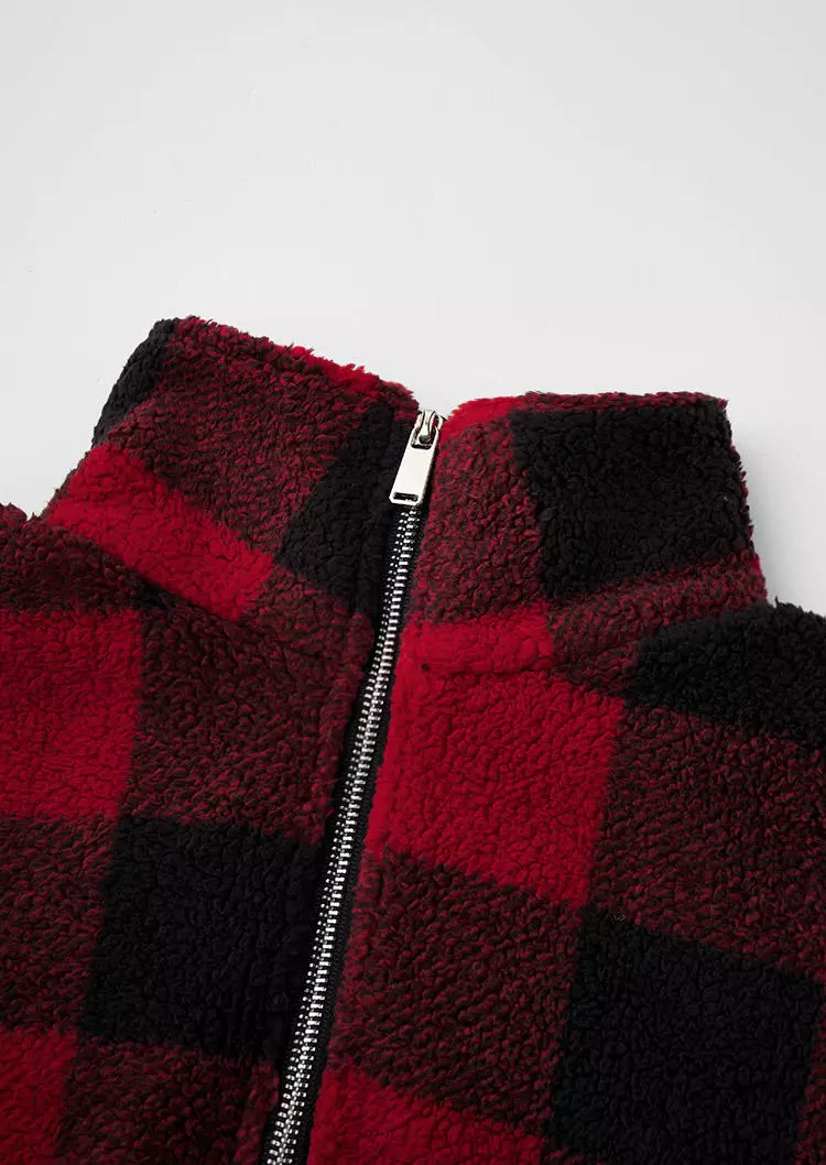 Plaid Flannel Zipper Collar Pullover Sweatshirt 6 Plaid Flannel Zipper Collar Pullover Sweatshirt - Image 4