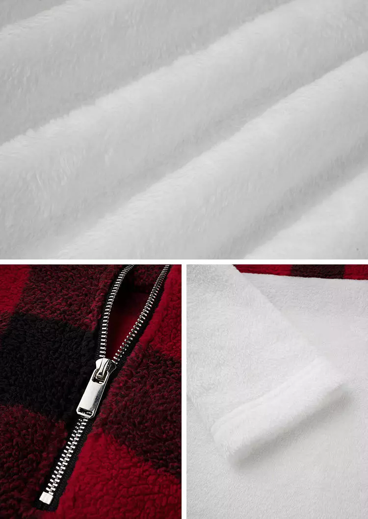 Plaid Flannel Zipper Collar Pullover Sweatshirt 7 Plaid Flannel Zipper Collar Pullover Sweatshirt - Image 5