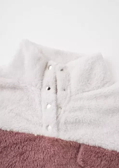 Color-Blocked Pocket Flap Snap Button Plush Coat - Pink -Garment Sale Store SCM021385 1 A2518021872457 124