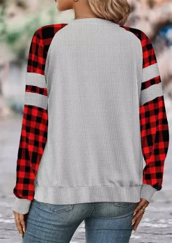 Merry Christmas Tree Plaid Leopard Waffle Sweatshirt -Garment Sale Store SCM021419 1 A2431133913130 124