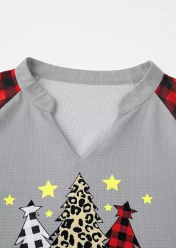 Merry Christmas Tree Plaid Leopard Waffle Sweatshirt -Garment Sale Store SCM021419 1 A2442017747505 124