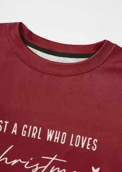 Just A Girl Who Loves Christmas Sweatshirt - Burgundy -Garment Sale Store SCM021424 1 B0157325229617 124