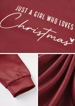 Just A Girl Who Loves Christmas Sweatshirt - Burgundy -Garment Sale Store SCM021424 1 B0157325263758 124