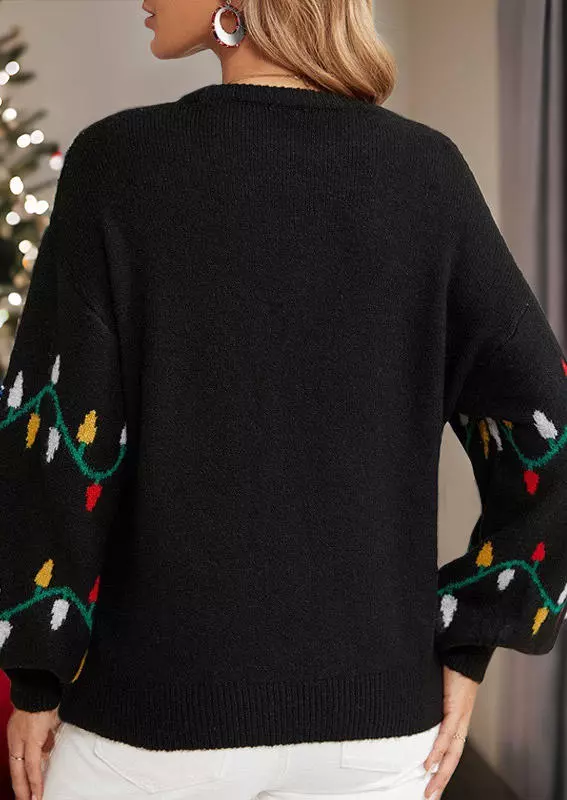 Christmas Lantern O-Neck Sweater - Black 6 Christmas Lantern O-Neck Sweater - Black - Image 4