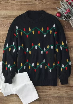 Christmas Lantern O-Neck Sweater - Black 13 Christmas Lantern O-Neck Sweater - Black -Garment Sale Store SCM021459 2 B0806544013351 124