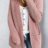 Pocket Knitted Long Sleeve Cardigan - Pink -Garment Sale Store SCM021460 1 A2673394089736 124