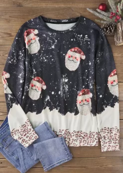 Christmas Santa Claus Leopard Sweatshirt 9 Christmas Santa Claus Leopard Sweatshirt -Garment Sale Store SCM021483 2 B0240115380068 124