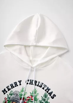 Merry Christmas Gnome Drawstring Kangaroo Pocket Hoodie - White -Garment Sale Store SCM021510 1 B0198916898353 124