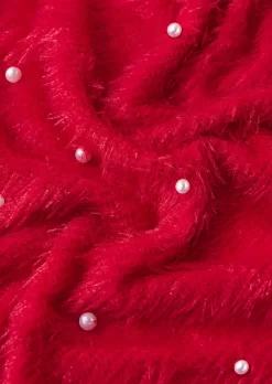 Pearls Loose V-Neck Sweater - Red -Garment Sale Store SCM021537 2 B0316168052165 124