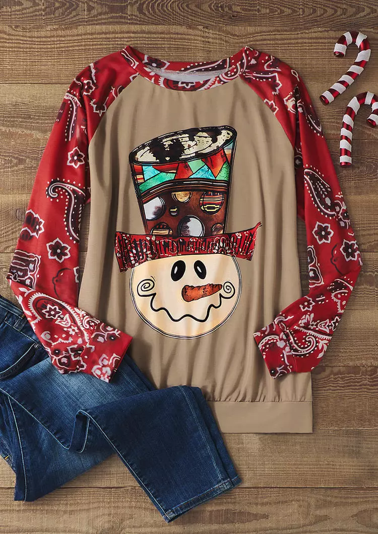 Christmas Snowman Paisley Sweatshirt 4 Christmas Snowman Paisley Sweatshirt - Image 2
