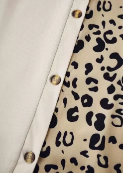 Leopard Color-Blocked Pocket Flap Coat - Apricot -Garment Sale Store SCM021575 1 B0336360328820 124