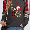 Christmas Love Plaid Leopard Santa Claus Sweatshirt - Gray -Garment Sale Store SCM021629 1 A3079554795701 124