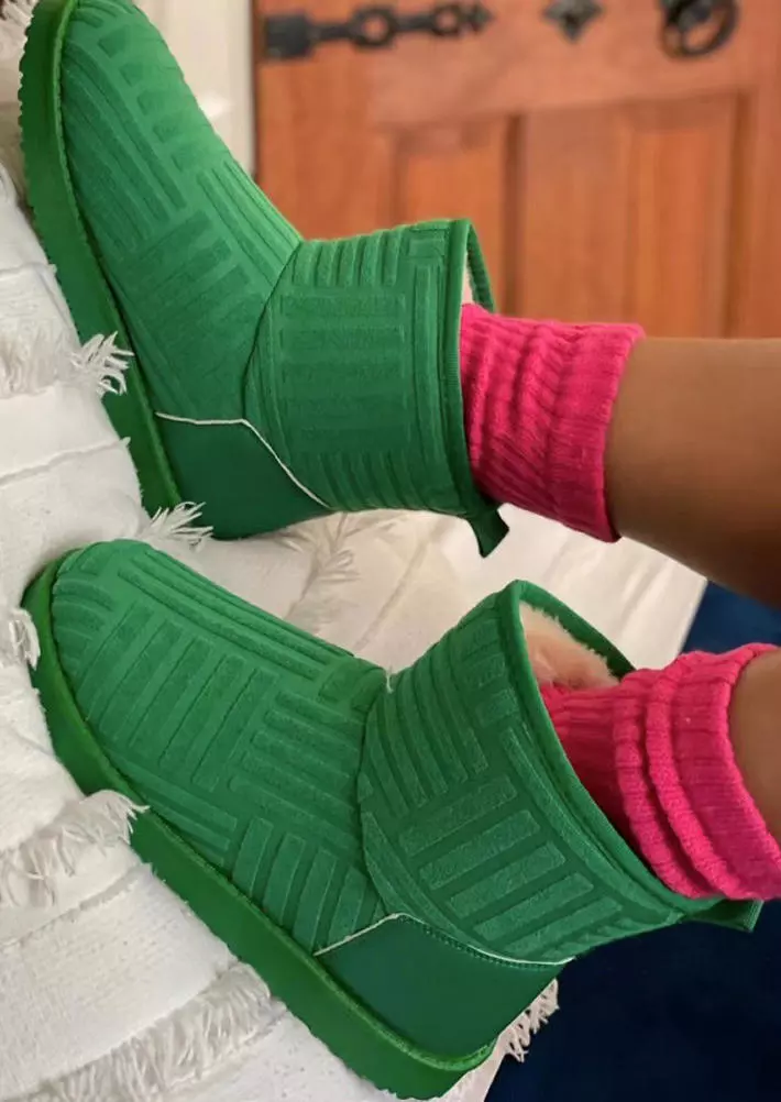 Winter Warm Flannel Snow Boots - Green 5 Winter Warm Flannel Snow Boots - Green - Image 3